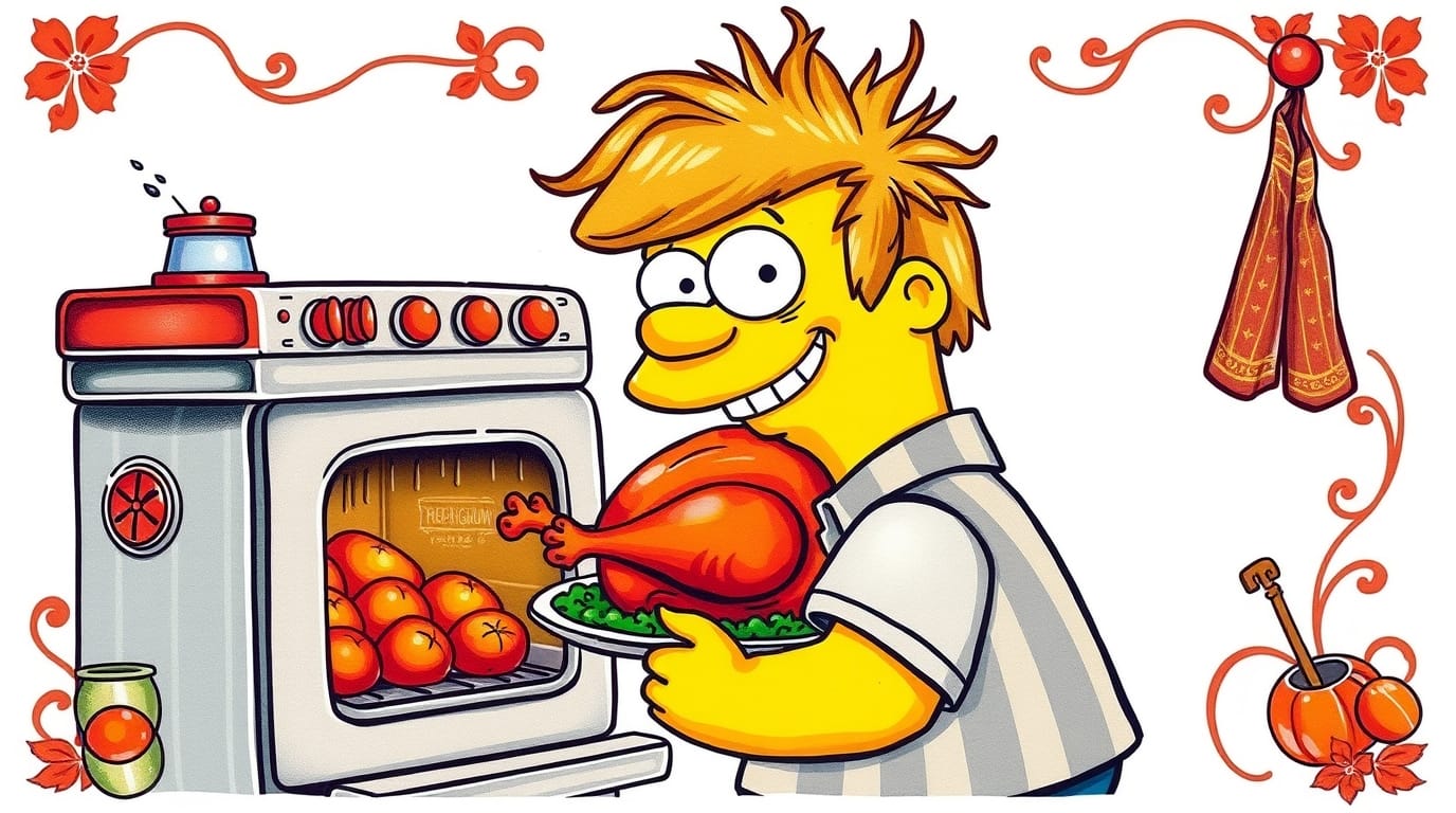 Ralph Wiggum at the oven